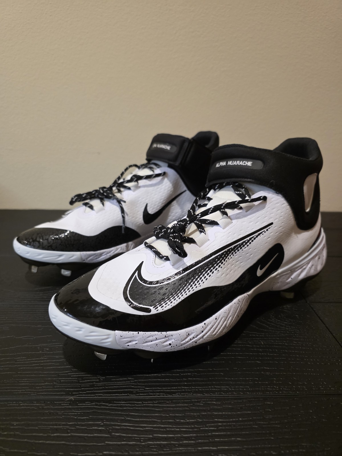 Nike Alpha Huarache Elite 4 Shoes Mens Size 15 White Black Baseball FD2744 107 - Image 2