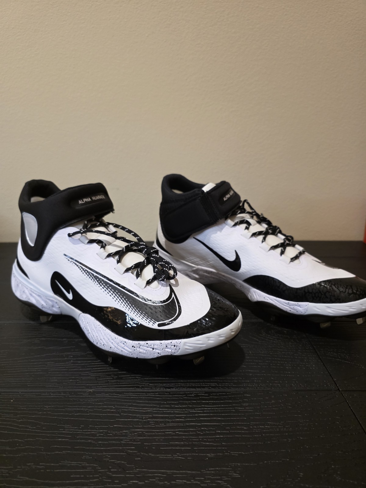 Nike Alpha Huarache Elite 4 Shoes Mens Size 15 White Black Baseball FD2744 107 - Image 9