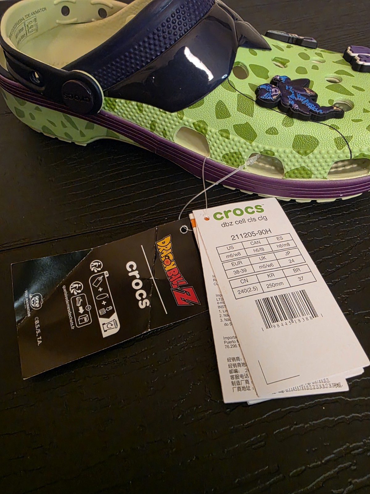 Crocs Dragon Ball Z Cell Classic Clog Kids US 6 Green Purple Slip-On - Image 5