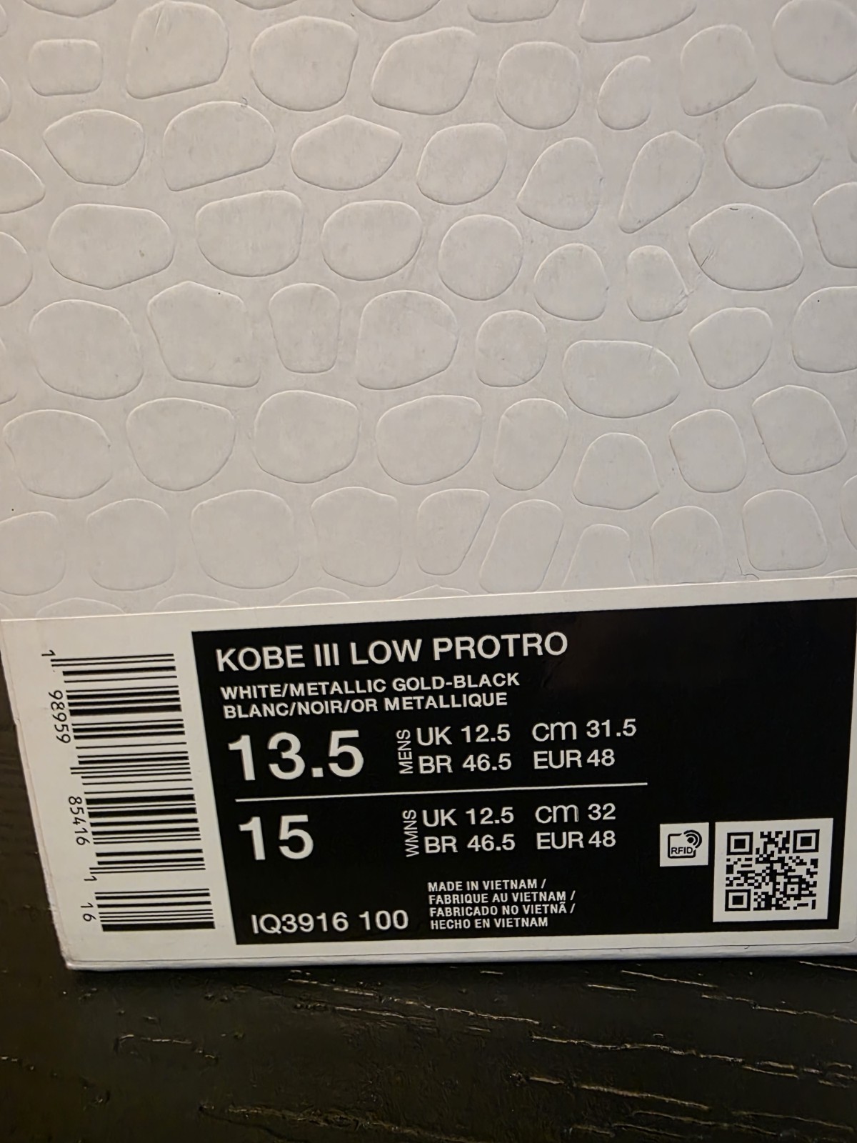 Nike Kobe III Low Protro GiGi White/Metallic Gold/Black Basketball IQ3916-100 - Image 14