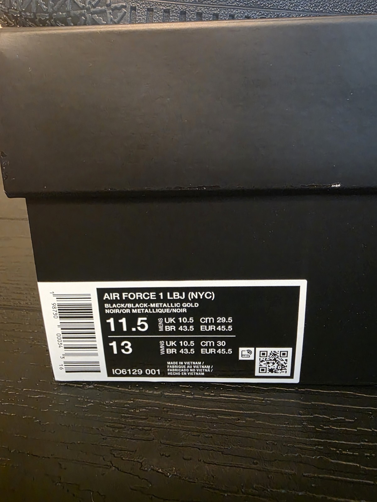 Nike LeBron James x Air Force 1 Low NYC Black/Metallic Gold Men's IO6129-001 - Image 14