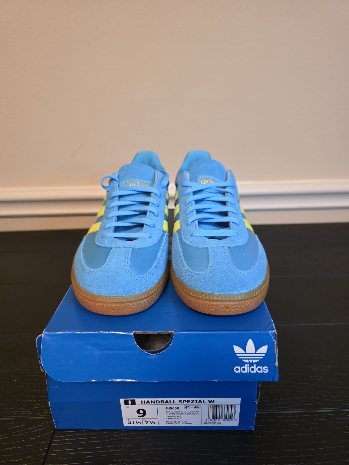 adidas Women's Handball Spezial W Sky Rush Solar Yellow Satin Sneakers JH5658 - Image 2
