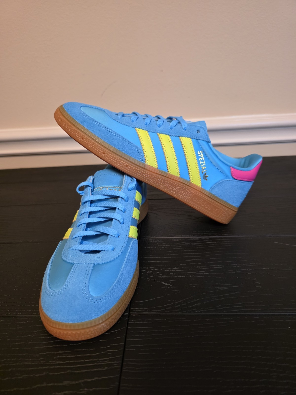 adidas Women's Handball Spezial W Sky Rush Solar Yellow Satin Sneakers JH5658 - Image 3