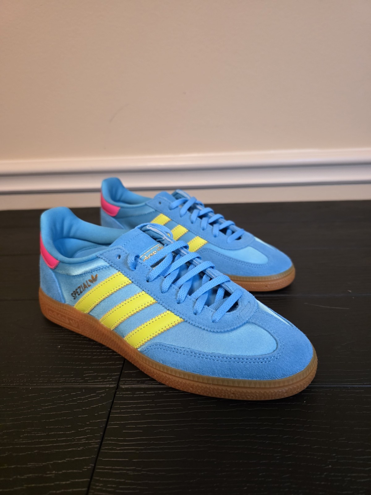 adidas Women's Handball Spezial W Sky Rush Solar Yellow Satin Sneakers JH5658 - Image 5