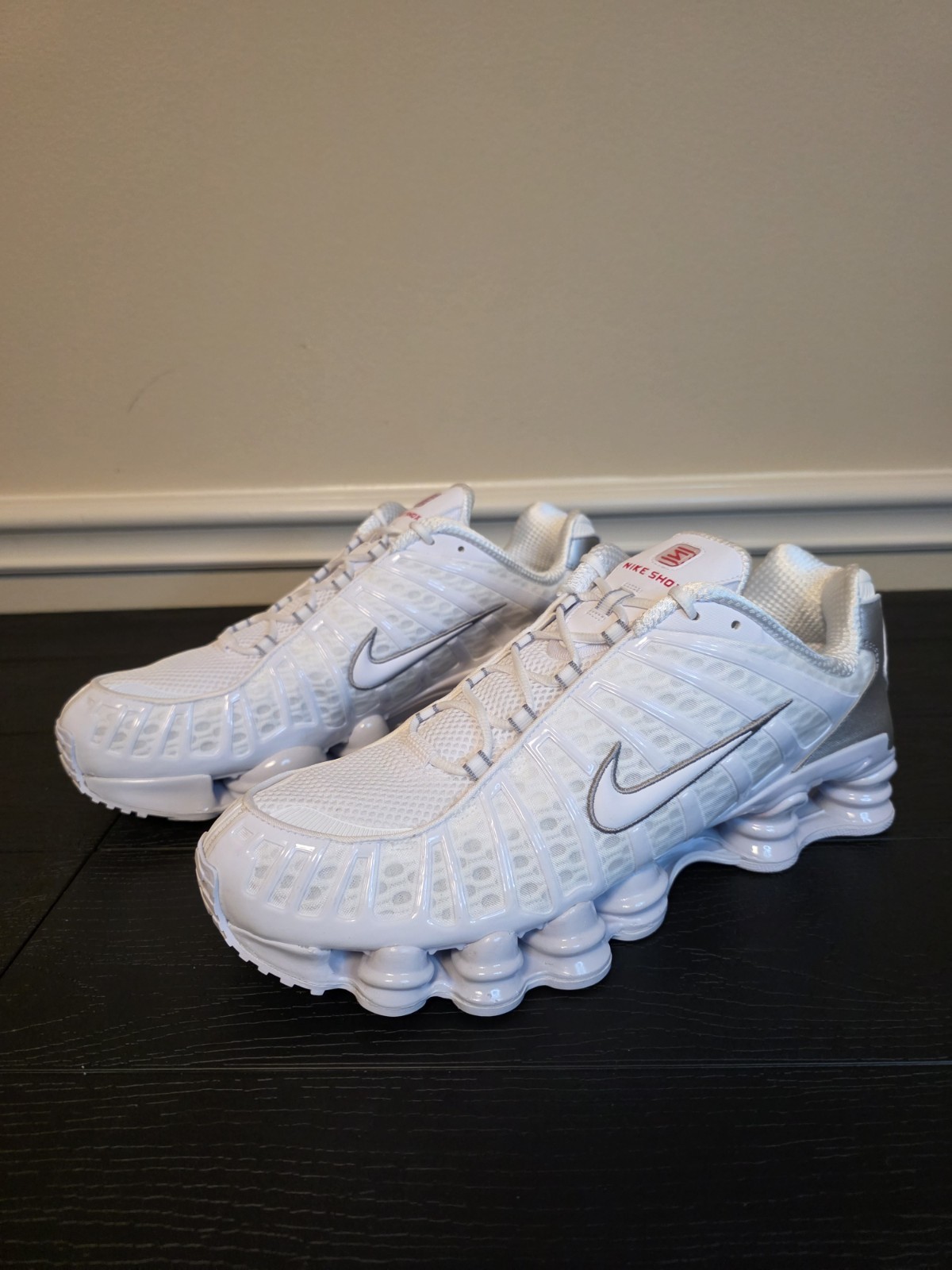 Nike Shox TL Men's Low Top Sneakers White/Metallic Silver AV3595-100 2019 - Image 4
