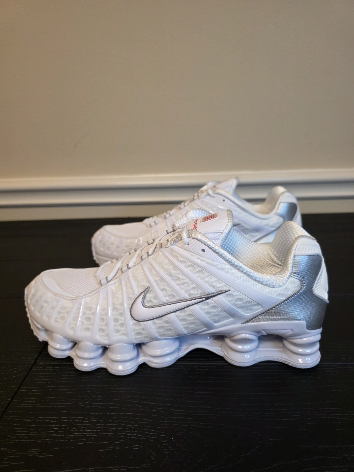 Nike Shox TL Men's Low Top Sneakers White/Metallic Silver AV3595-100 2019 - Image 5