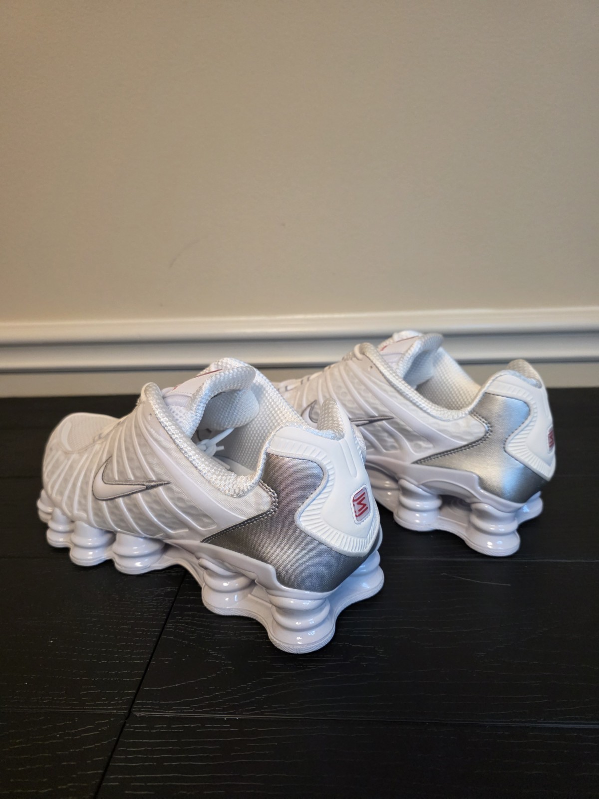 Nike Shox TL Men's Low Top Sneakers White/Metallic Silver AV3595-100 2019 - Image 9