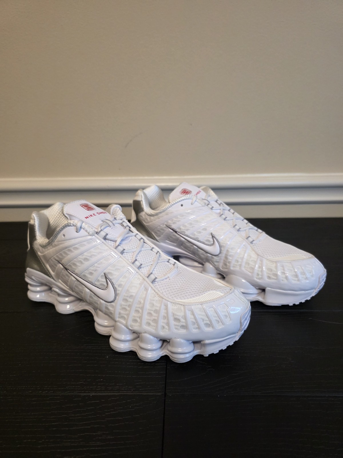 Nike Shox TL White/Metallic Silver Men's Low Top Sneakers AV3595-100 - Image 3