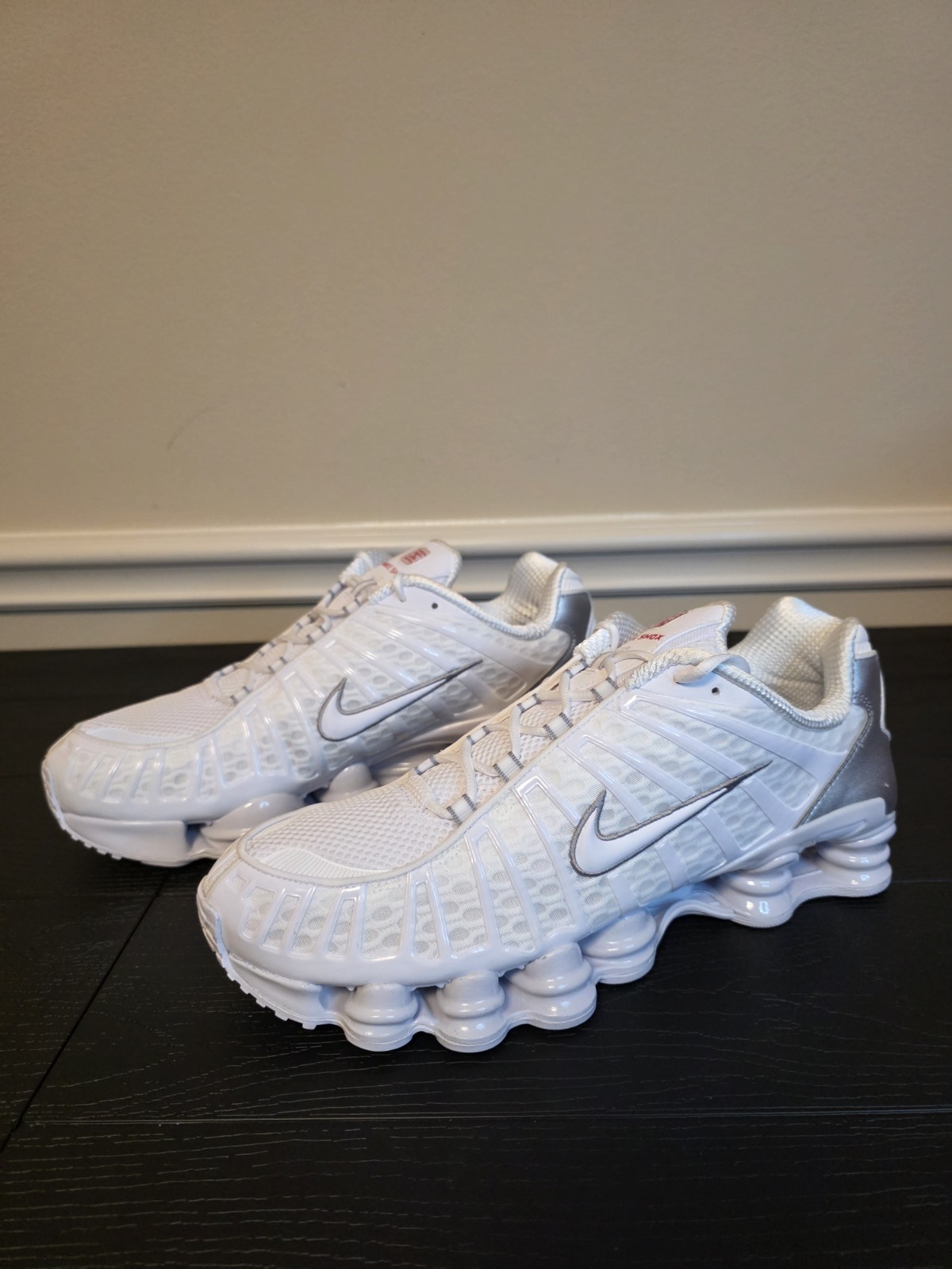 Nike Shox TL White/Metallic Silver Men's Low Top Sneakers AV3595-100 - Image 4