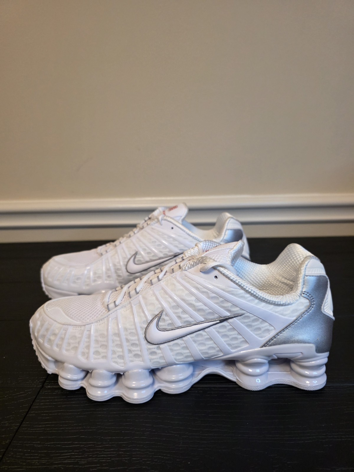 Nike Shox TL White/Metallic Silver Men's Low Top Sneakers AV3595-100 - Image 5