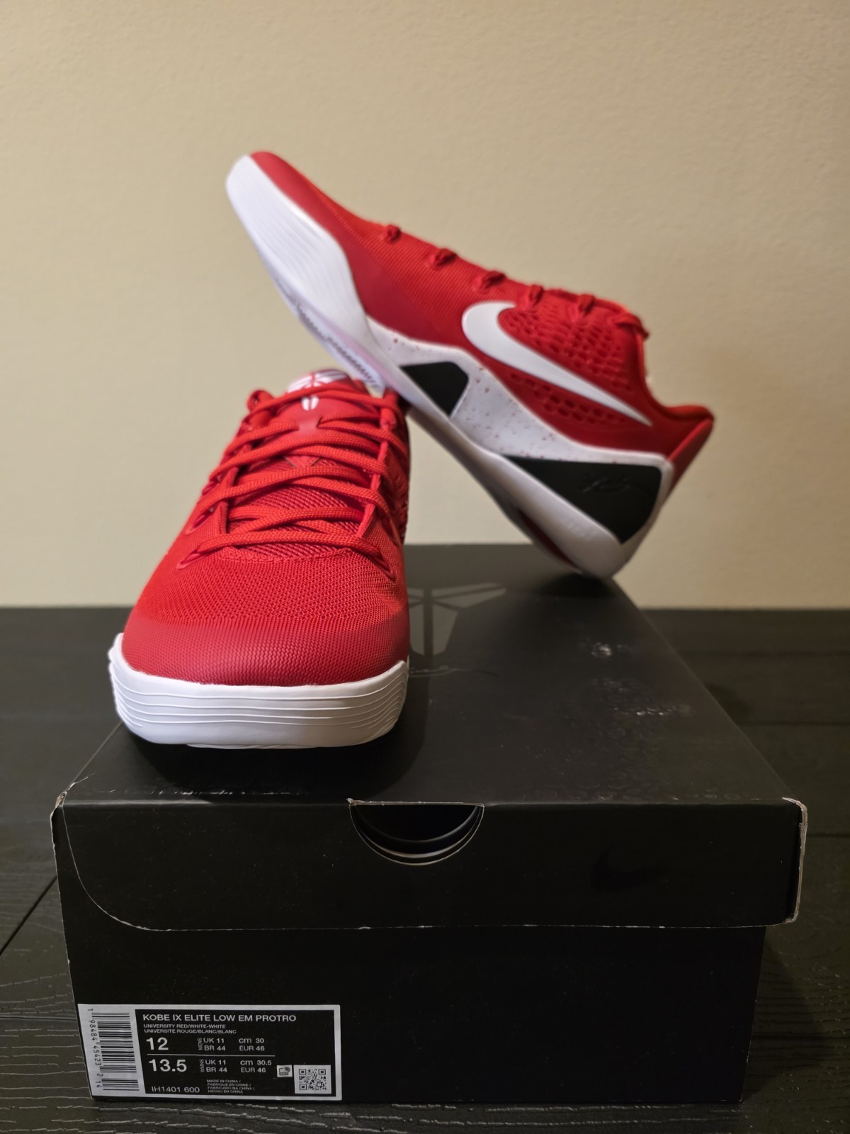 Kobe IX Elite Low EM Protro University Red Men’s Size 12 Brand New IH1401-600 - Image 2