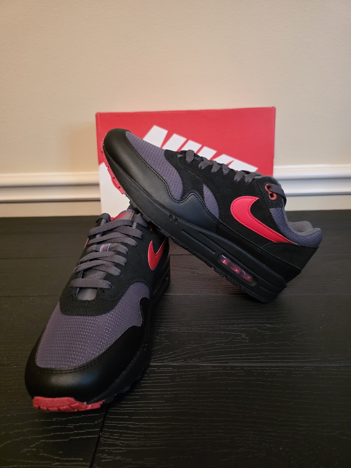 Nike Air Max 1 Essential "Vamps" Black/University Red-Iron Grey FZ5808-008