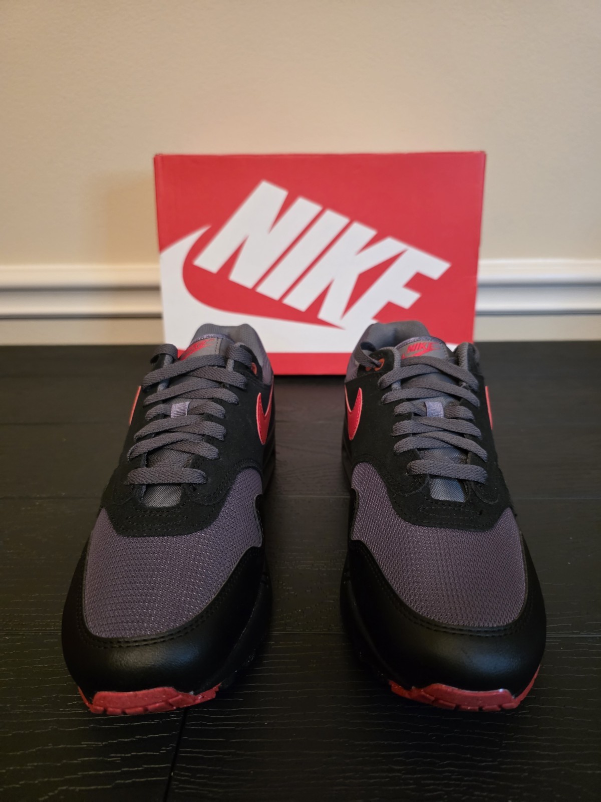 Nike Air Max 1 Essential "Vamps" Black/University Red-Iron Grey FZ5808-008 - Image 2