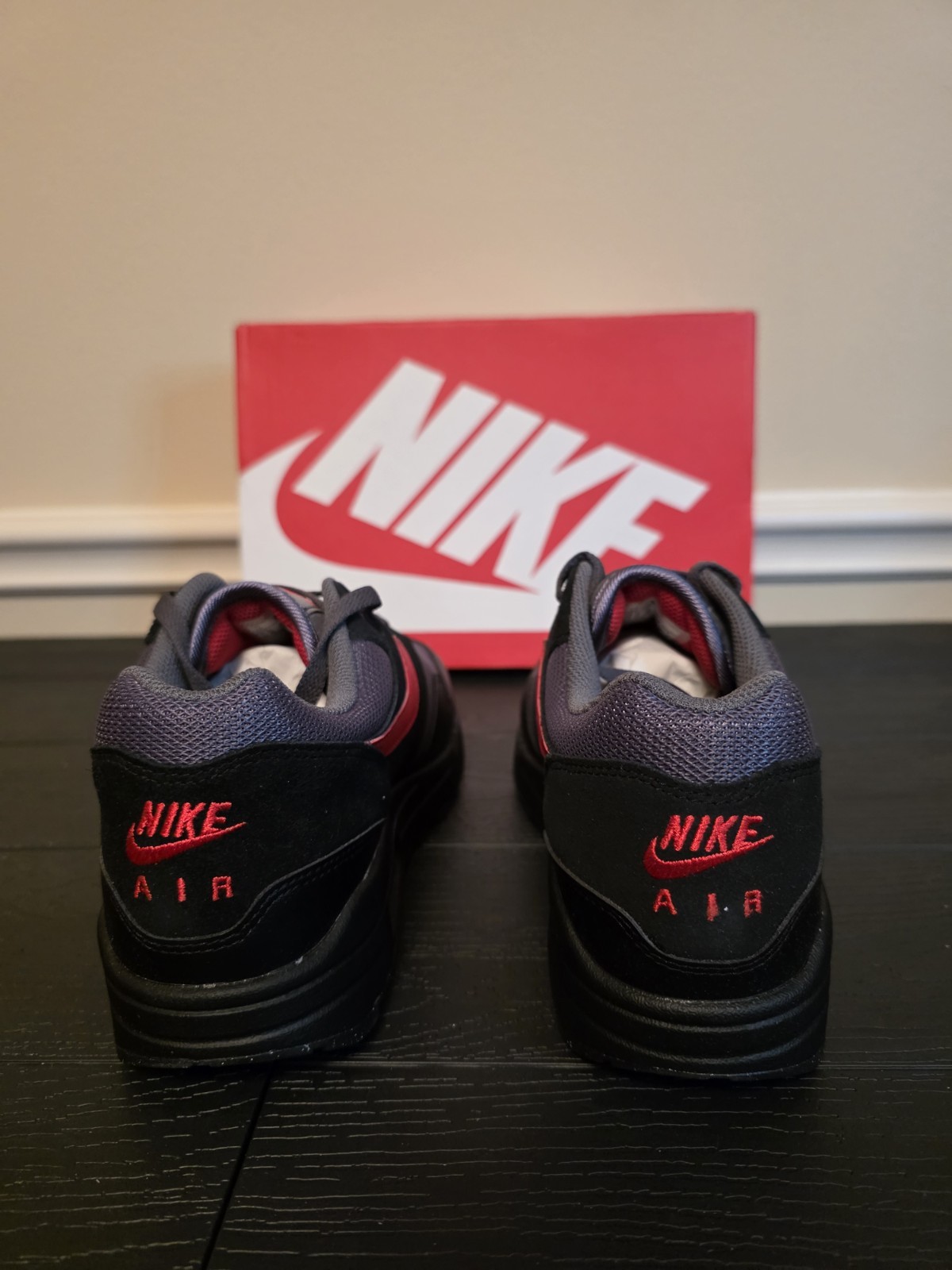 Nike Air Max 1 Essential "Vamps" Black/University Red-Iron Grey FZ5808-008 - Image 7