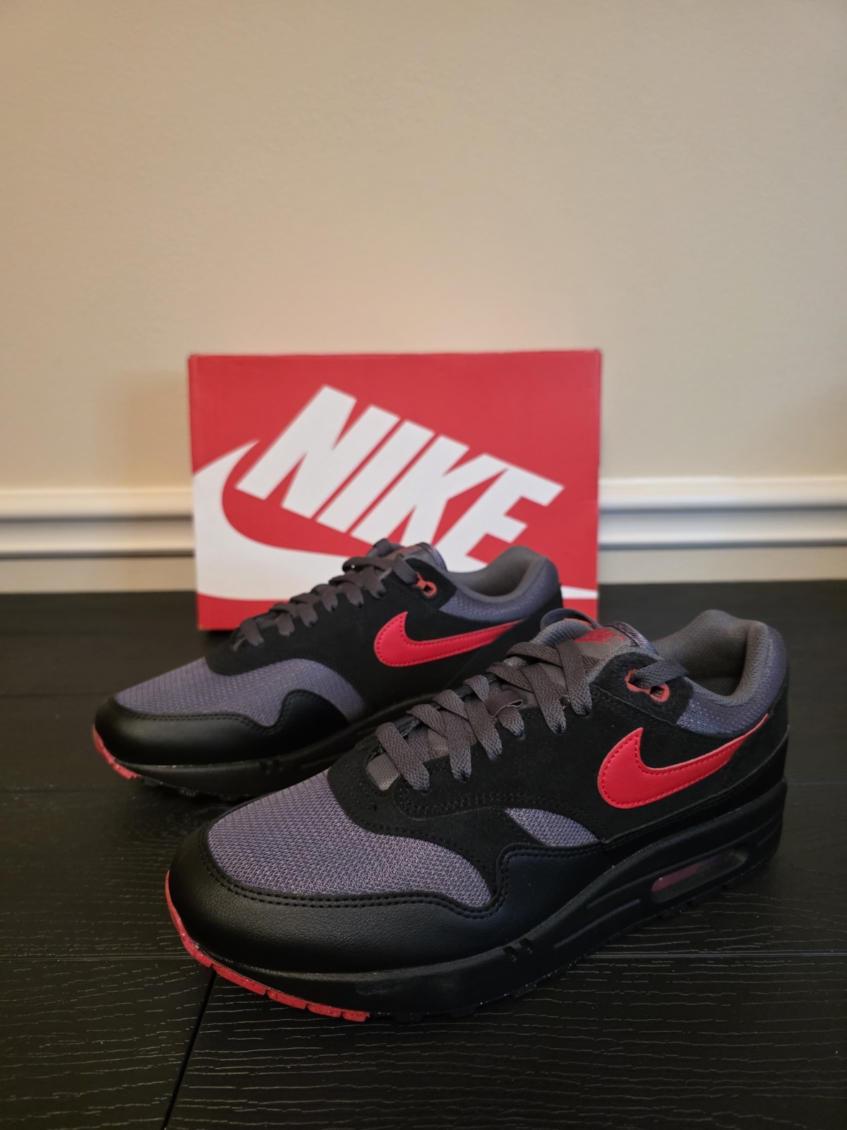 Nike Air Max 1 Essential "Vamps" Black/University Red-Iron Grey FZ5808-008 - Image 3