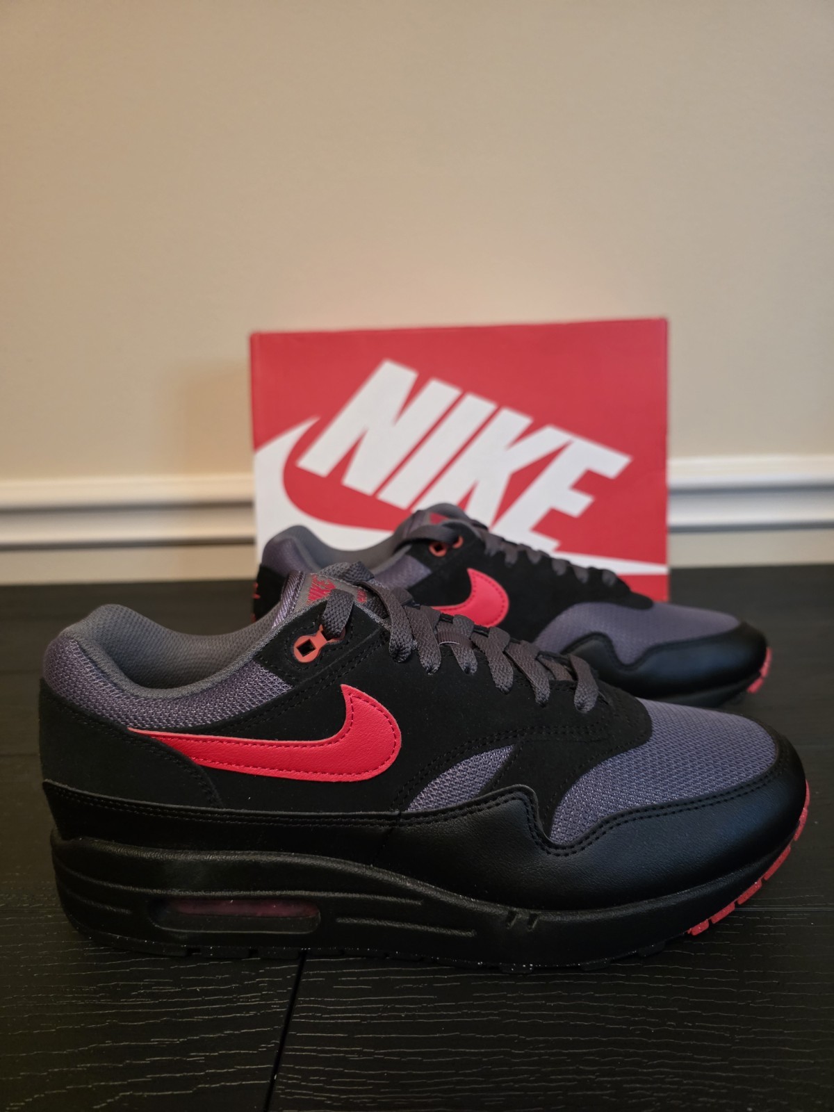 Nike Air Max 1 Essential "Vamps" Black/University Red-Iron Grey FZ5808-008 - Image 5