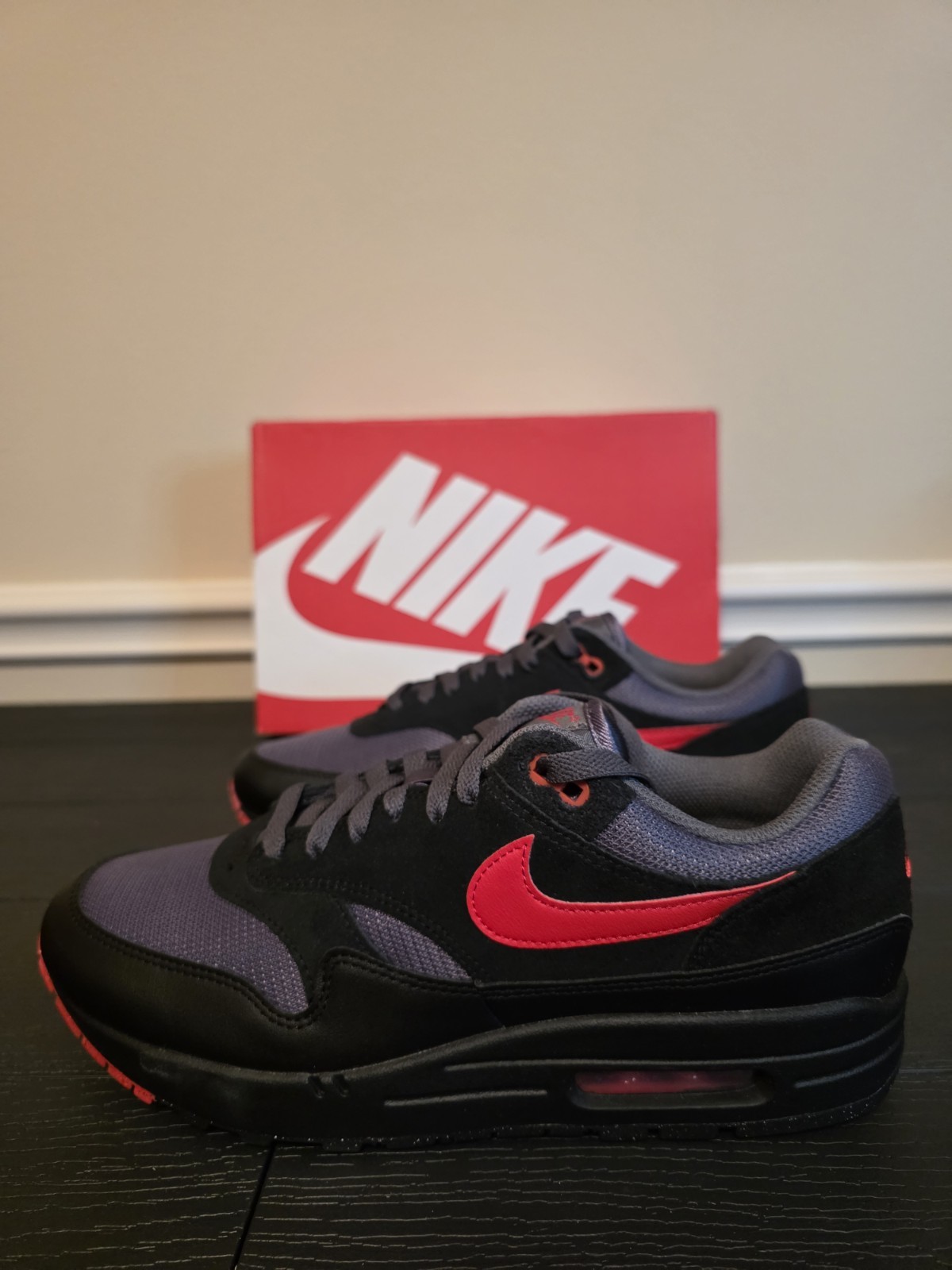 Nike Air Max 1 Essential "Vamps" Black/University Red-Iron Grey FZ5808-008 - Image 6