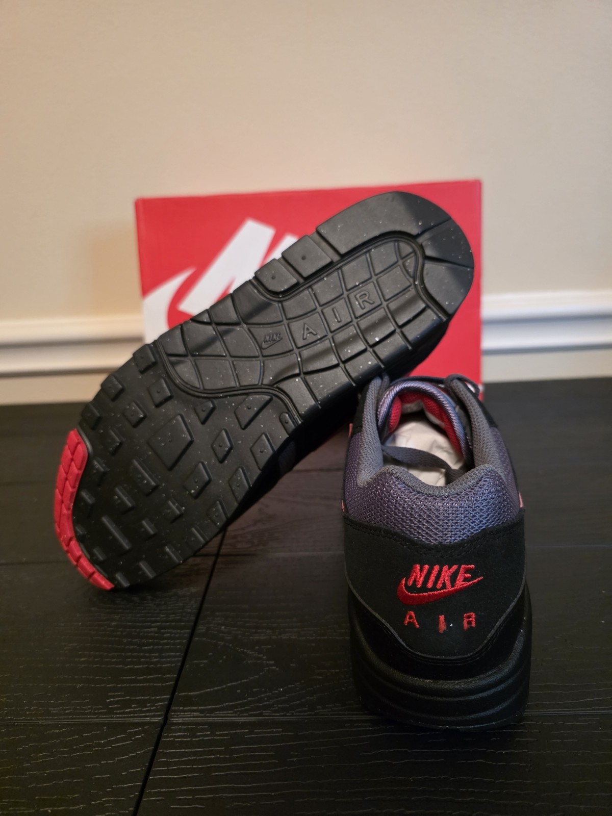 Nike Air Max 1 Essential "Vamps" Black/University Red-Iron Grey FZ5808-008 - Image 9