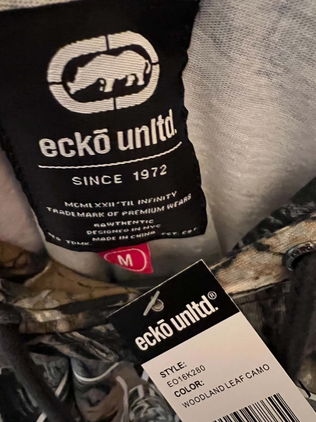 Ecko Unltd. Graphic Print Camo Short Sleeve Hooded Pullover Hoodie Multicolor M - Image 3