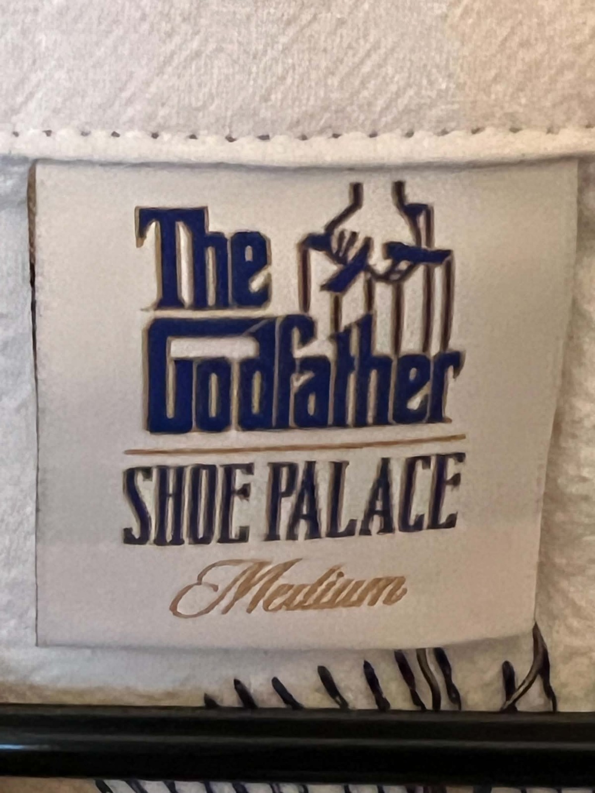 Shoe Palace The Godfather Graphic Print Button-Up Shirt Cream/Blue M - Image 4