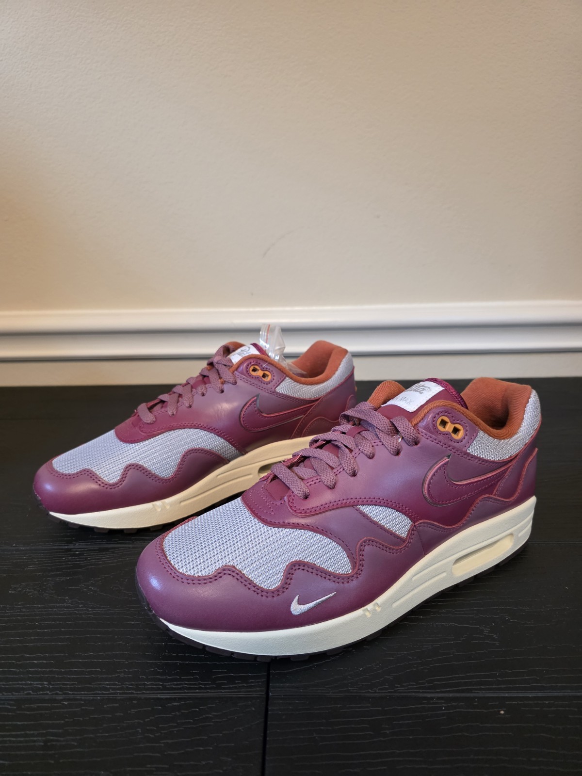 Nike Air Max 1 x Patta Rush Maroon Metallic Silver Leather DO9549-001 - Image 3