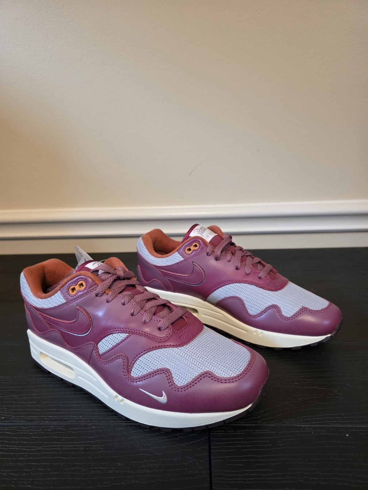 Nike Air Max 1 x Patta Rush Maroon Metallic Silver Leather DO9549-001 - Image 4
