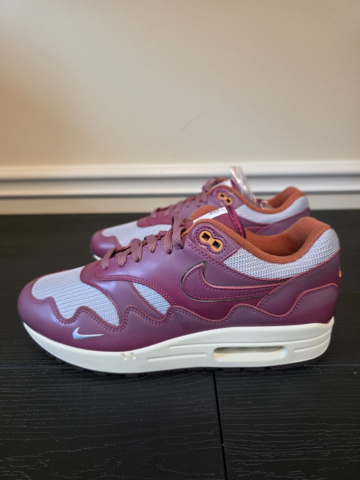 Nike Air Max 1 x Patta Rush Maroon Metallic Silver Leather DO9549-001 - Image 6