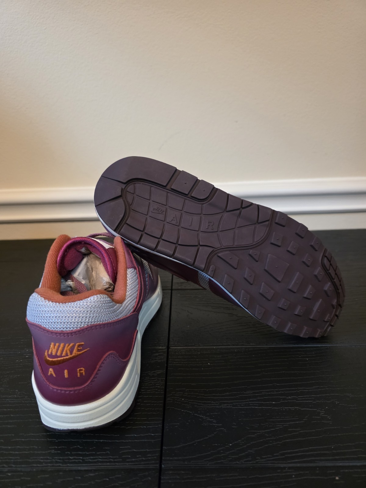 Nike Air Max 1 x Patta Rush Maroon Metallic Silver Leather DO9549-001 - Image 8