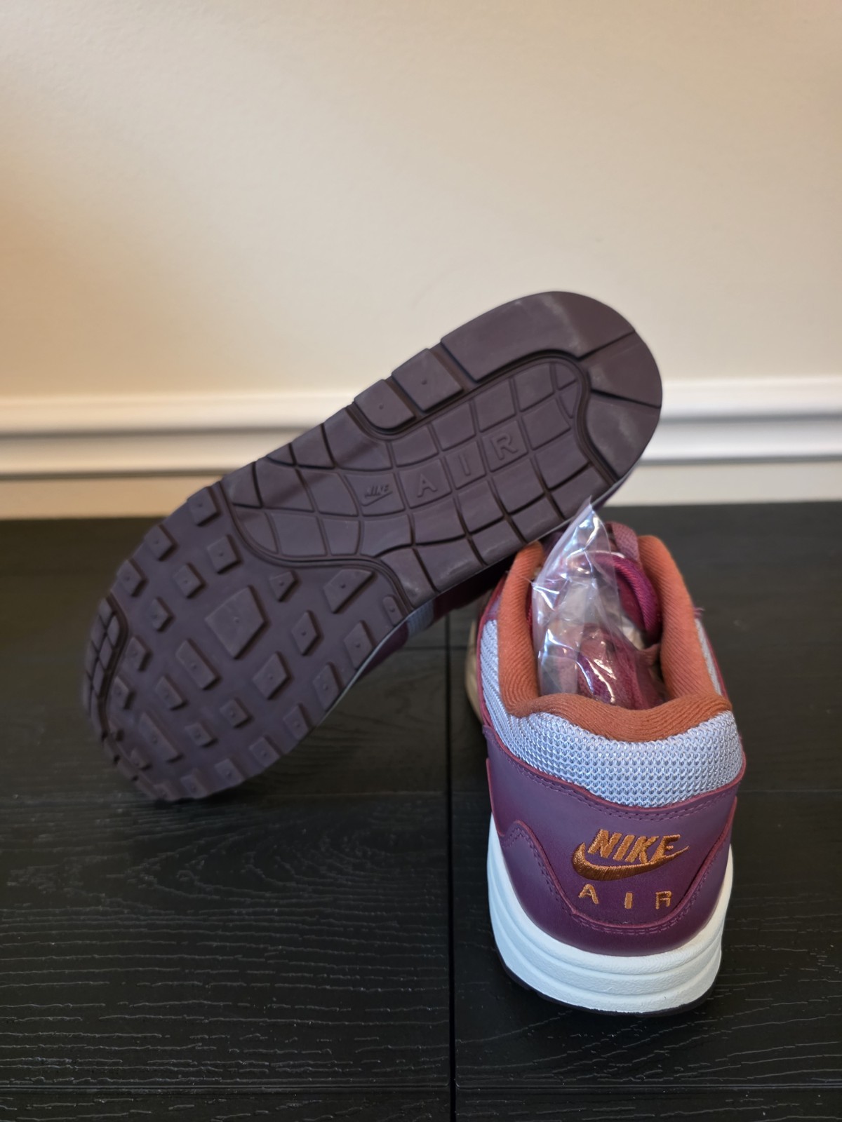 Nike Air Max 1 x Patta Rush Maroon Metallic Silver Leather DO9549-001 - Image 9