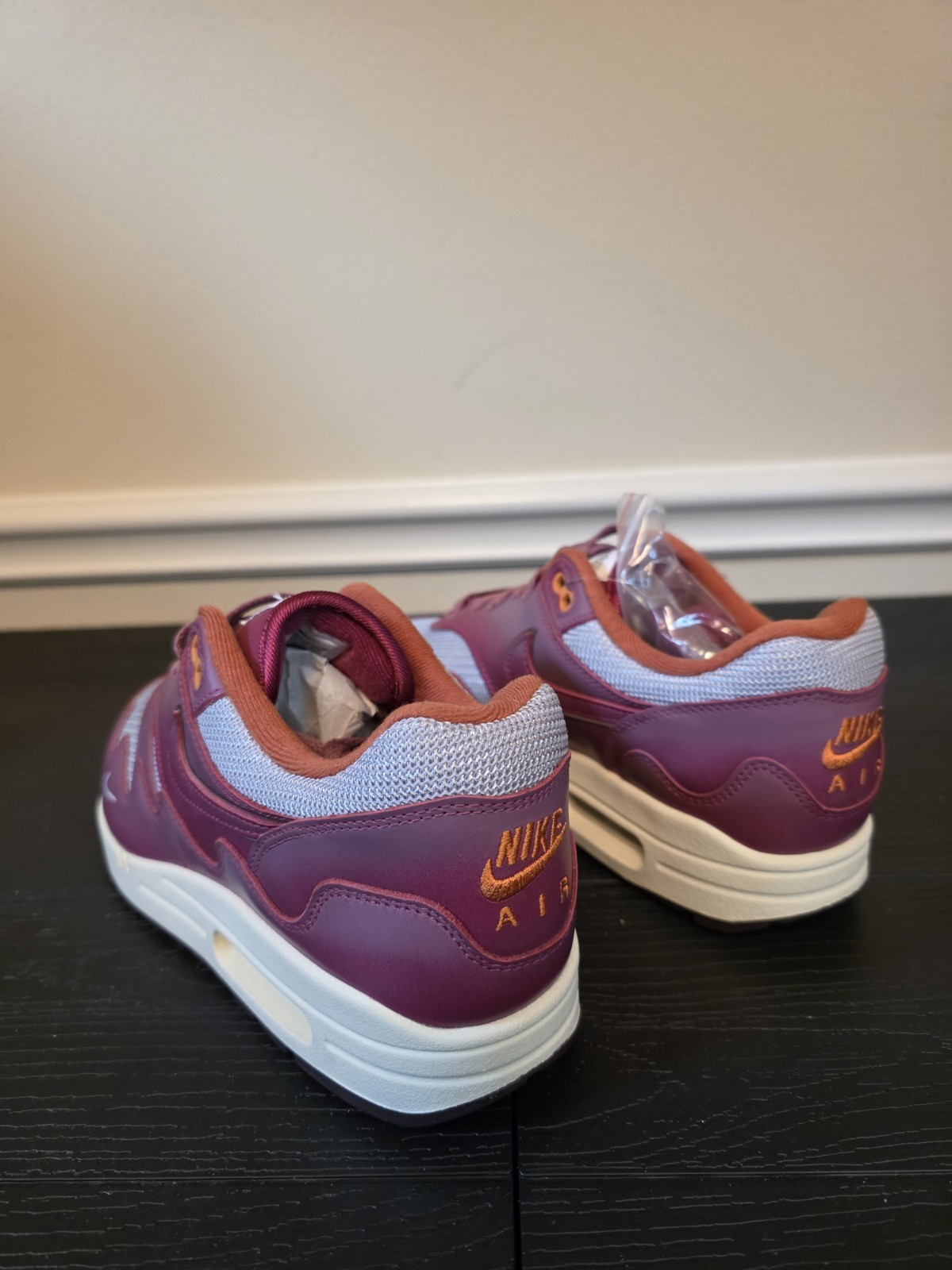 Nike Air Max 1 x Patta Rush Maroon Metallic Silver Leather DO9549-001 - Image 10
