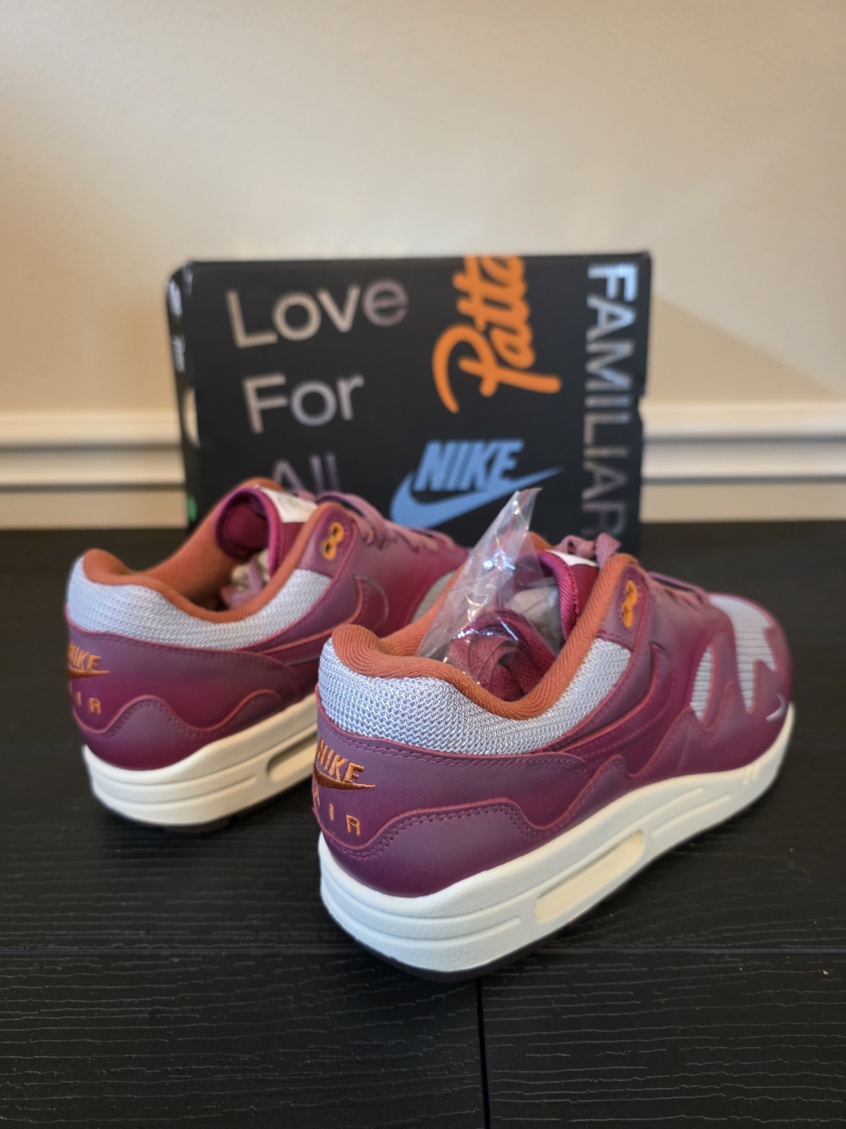 Nike Air Max 1 x Patta Rush Maroon Metallic Silver Leather DO9549-001 - Image 11