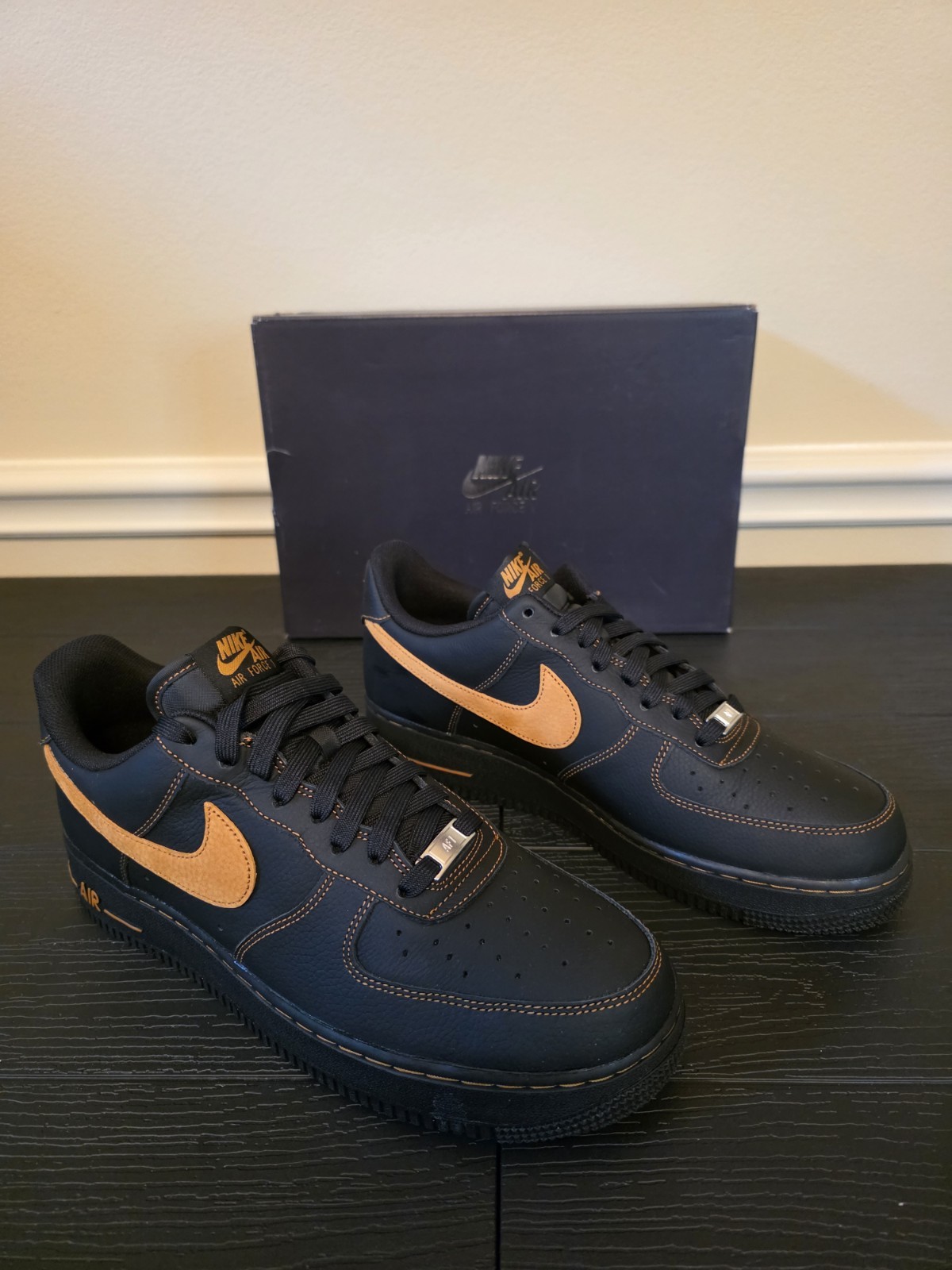 Nike Air Force 1 '07 LV8 Black/Desert Ochre Low Top Leather HQ2037-003 2025 - Image 3
