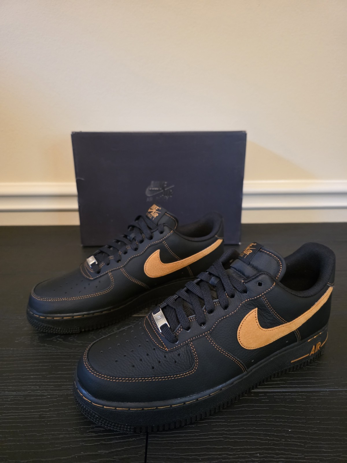 Nike Air Force 1 '07 LV8 Black/Desert Ochre Low Top Leather HQ2037-003 2025 - Image 4