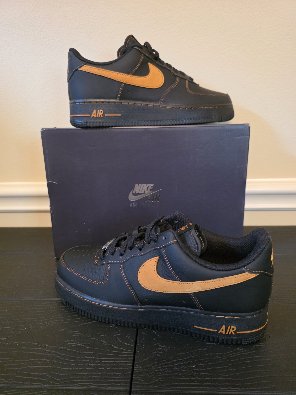 Nike Air Force 1 '07 LV8 Black/Desert Ochre Low Top Leather HQ2037-003 2025 - Image 13