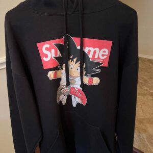A.M.S Men's Supreme Fleece Pullover Hoodie Black Goku Anime Graphic XL