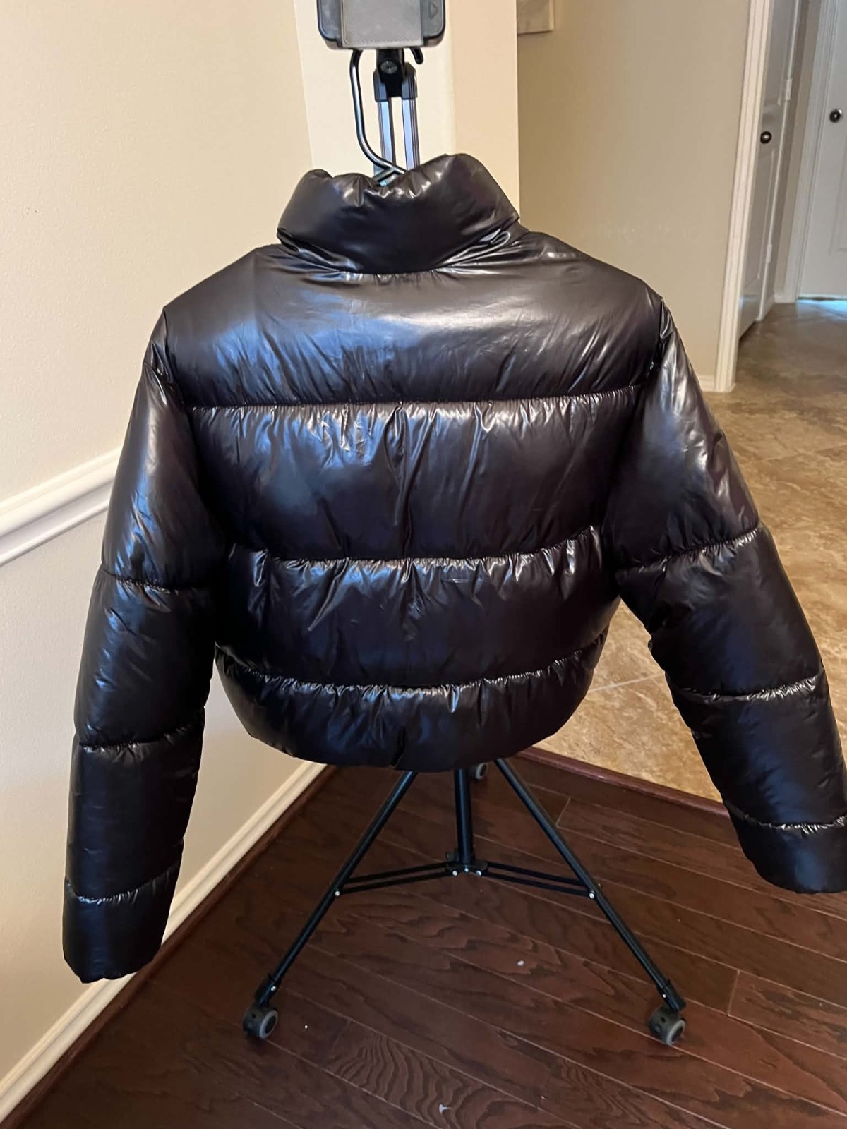 Zara Black Quilted Cropped Puffer Jacket Women’s Size S Button Closure - Image 3