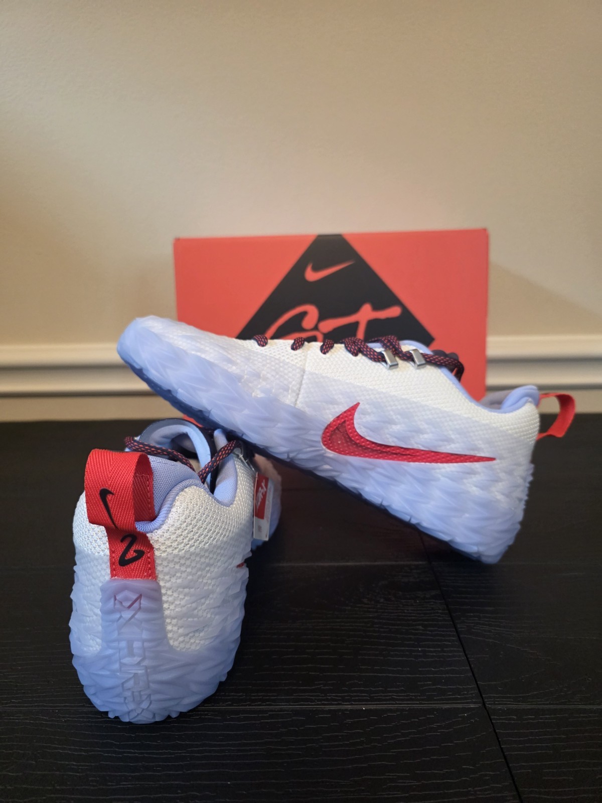 Nike S.T. Charge Detroit Tough Mens Low Top Sneakers White/Red/Silver IZ6736-100 - Image 13