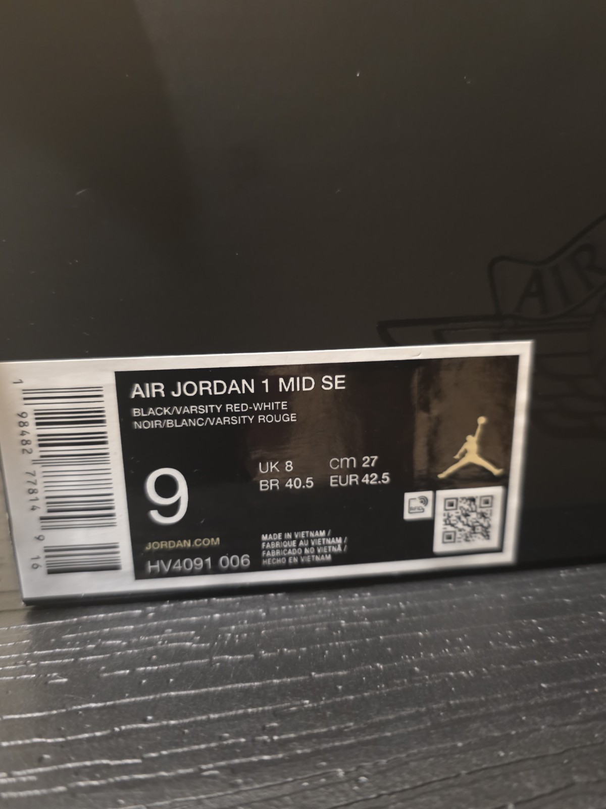 Nike Air Jordan 1 Mid Patent Bred Black Red HV4091-006 Men’s Size 9 NEW w/o lid - Image 10