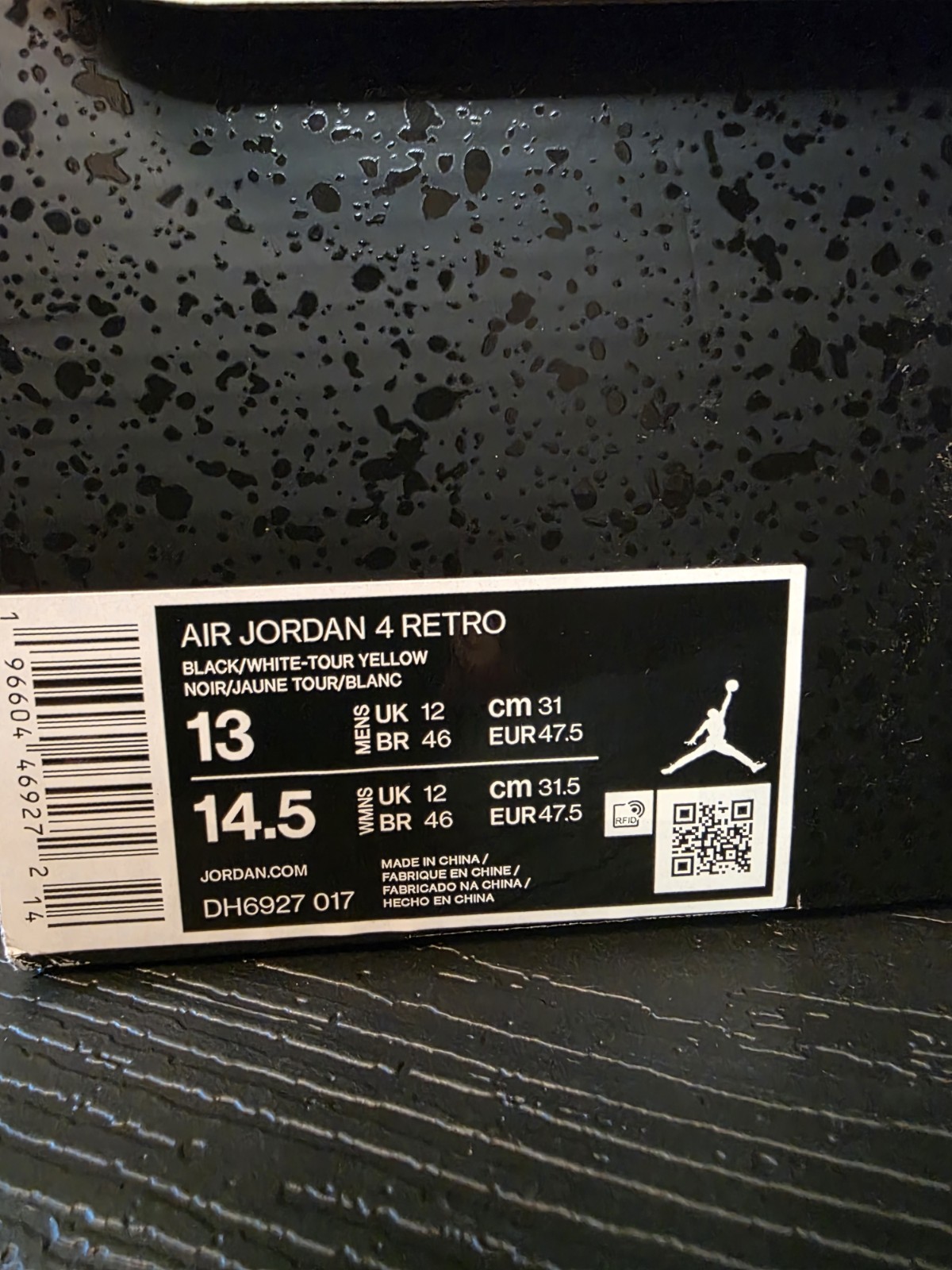 Jordan Air Jordan 4 Retro Thunder Black/Tour Yellow Men's Sneakers DH6927-017 - Image 13