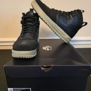 Nike Lunar Air Force 1 Duckboot Leather Black Lace-Up Men's Size 12 DZ5320 001