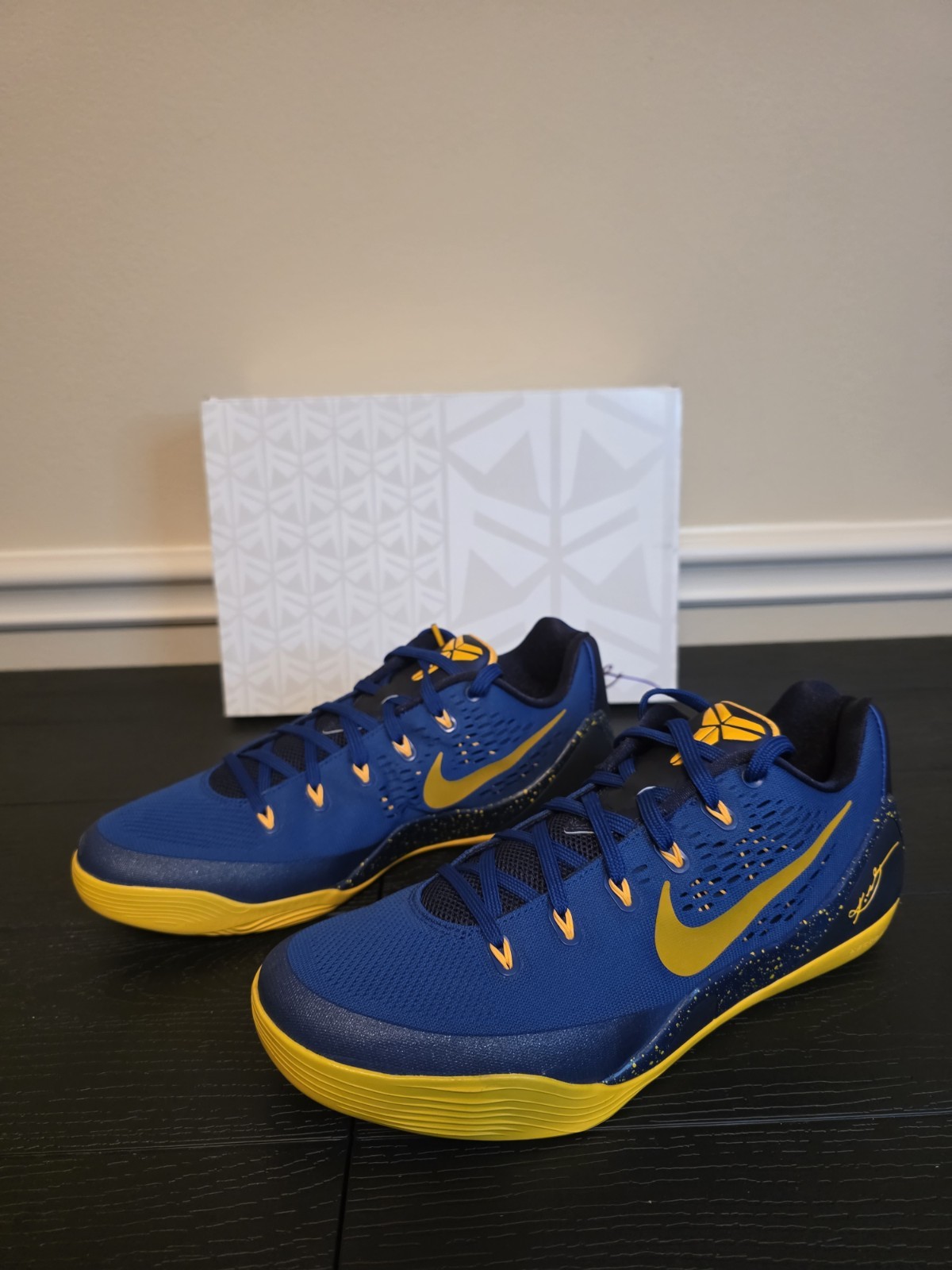 Nike Kobe 9 EM Gym Blue/University Gold/Obsidian Low Basketball Shoes 646701-474 - Image 5