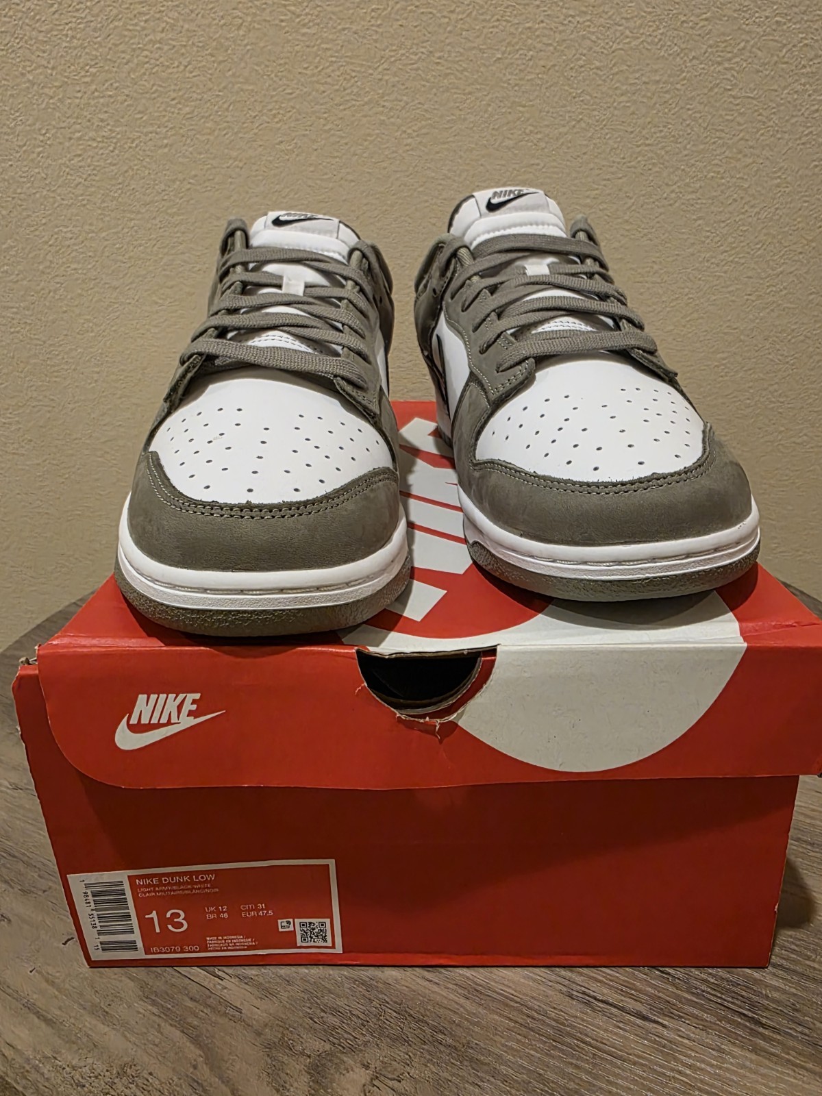 Men's Nike Dunk Low Light Army/Black-White (IB3079 300) Brand New Size 13 π₯π₯π₯ - Image 2