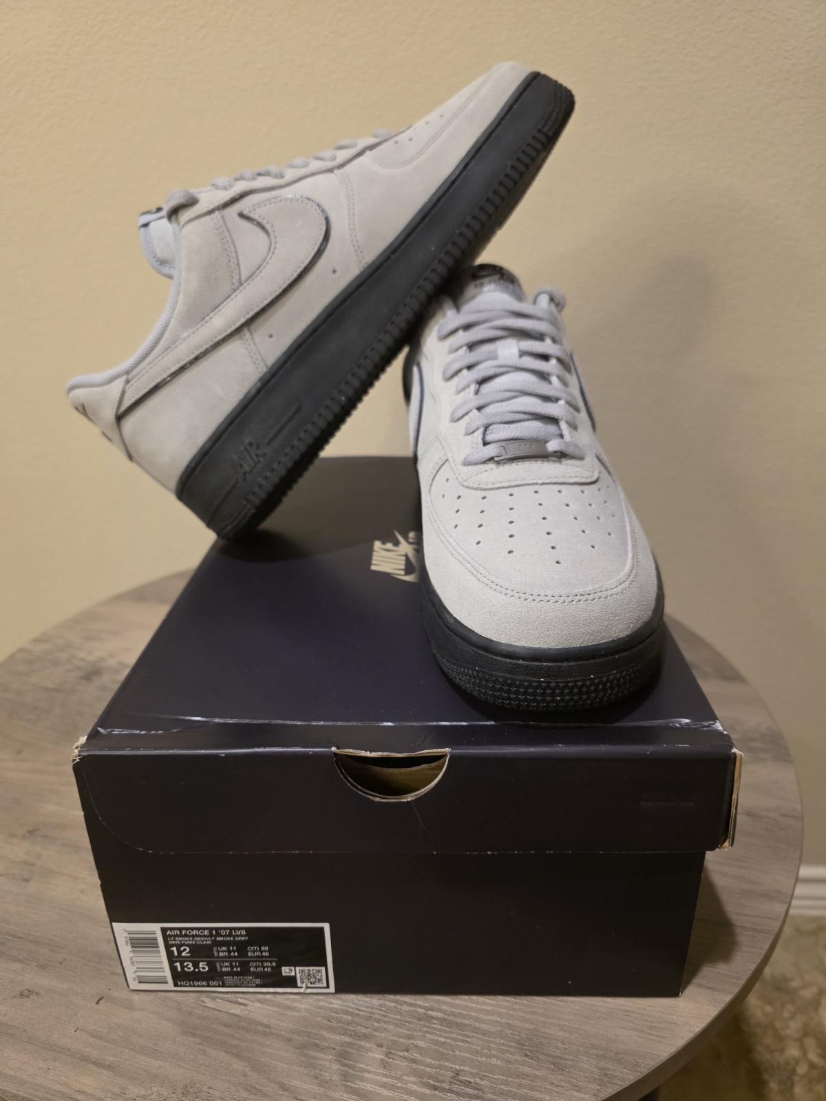 Nike Air Force 1 Low “Light Smoke Grey Suede Black” Men’s Size 12 HQ1966-001 New