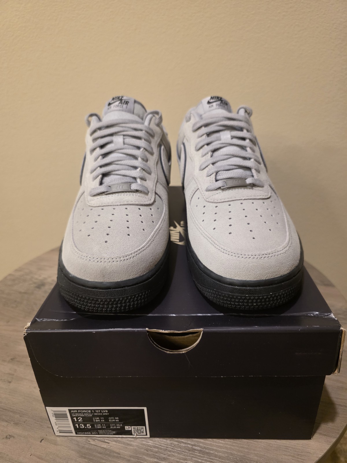 Nike Air Force 1 Low “Light Smoke Grey Suede Black” Men’s Size 12 HQ1966-001 New - Image 2