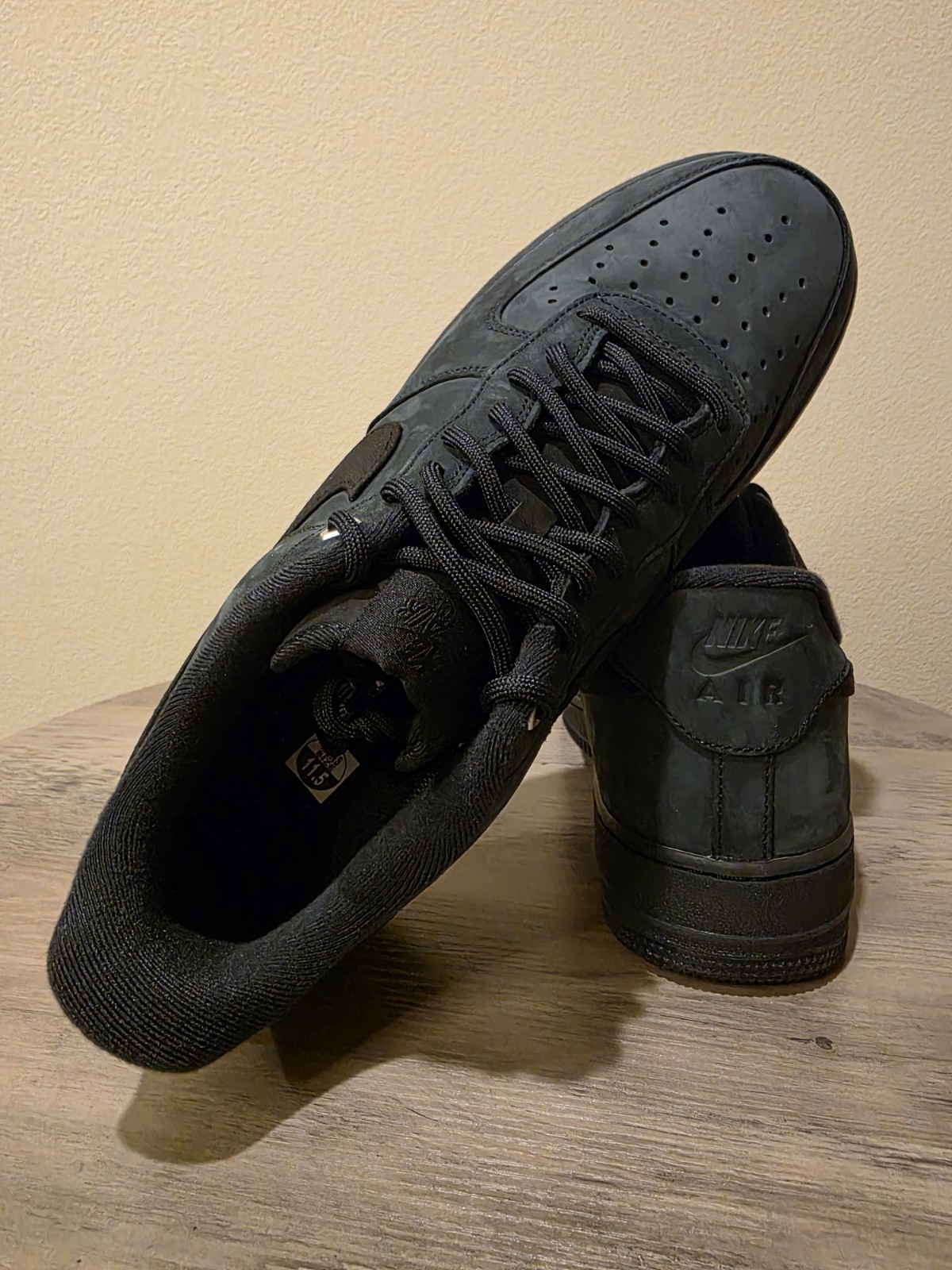 New Size 11.5 Nike Air Force 1 Low Triple Black Nubuck CJ9179-001 Box w/o Lids - Image 7