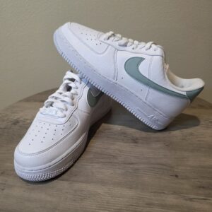 Nike Air Force 1 '07 White Camino Green Low Top Leather Sneakers DV3808-112 sz 9