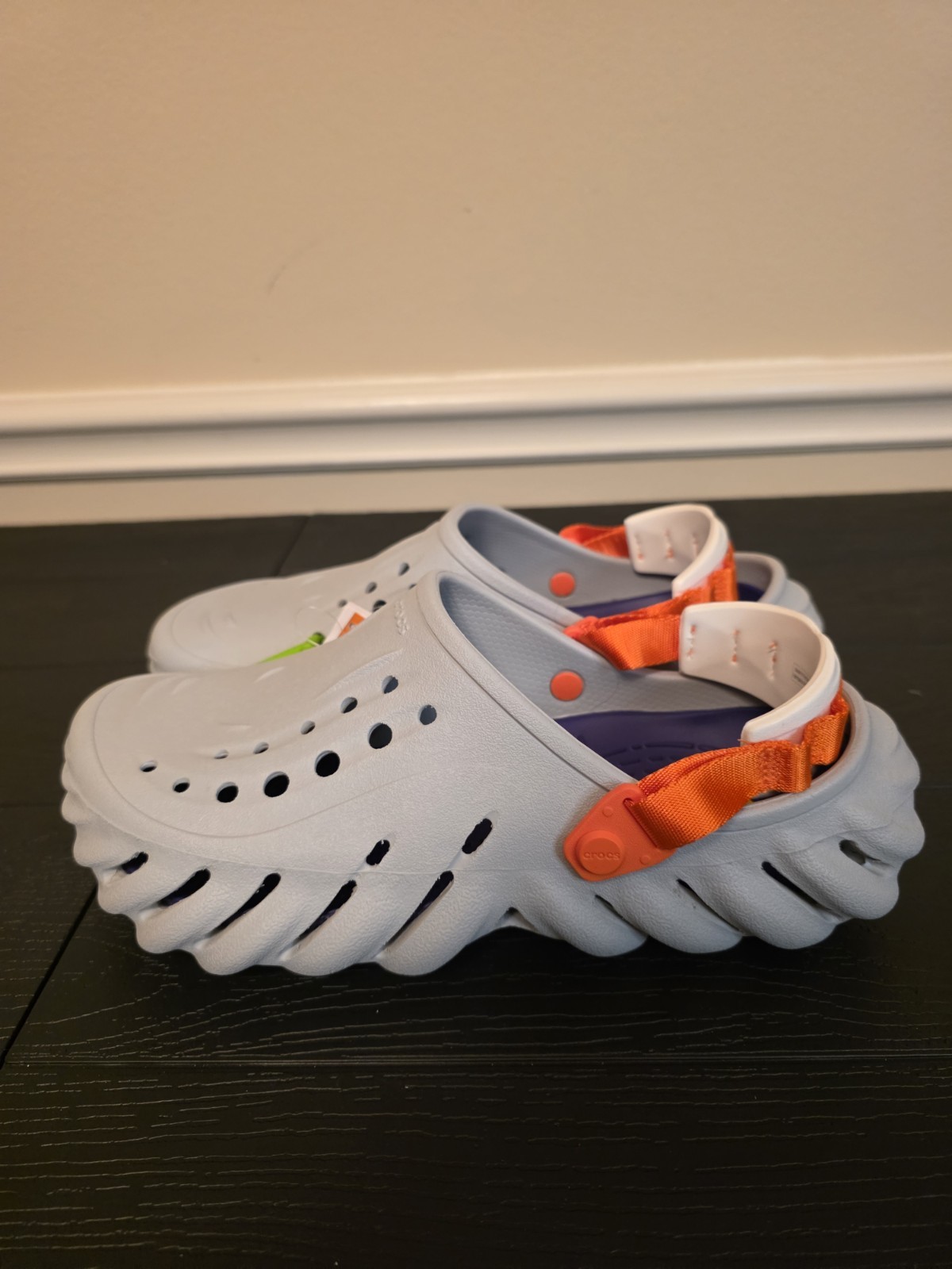 Crocs Echo Clog Men's US 9 Gray/Orange/Blue Slip-On Adjustable 207937-1NM - Image 3