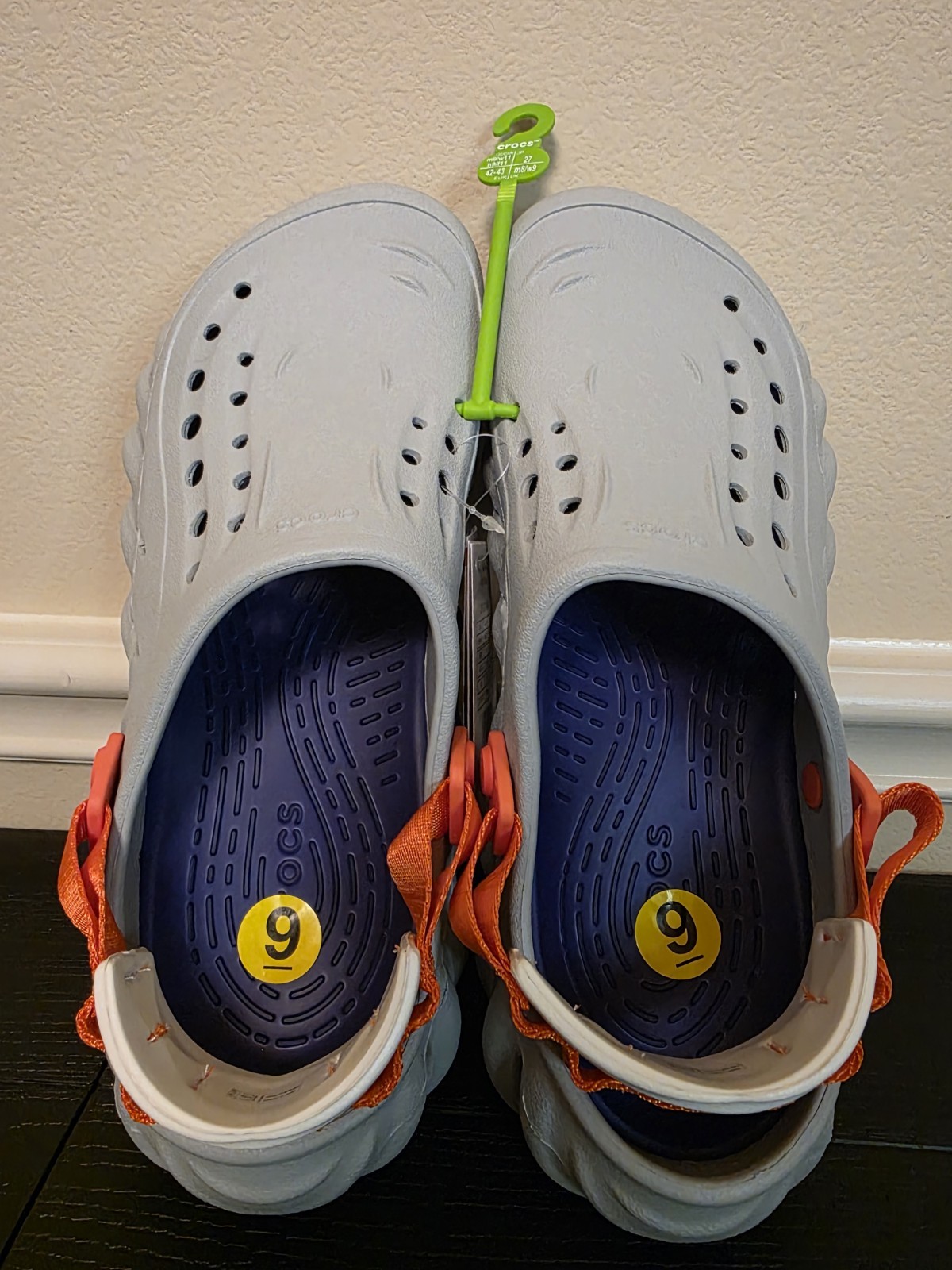 Crocs Echo Clog Men's US 9 Gray/Orange/Blue Slip-On Adjustable 207937-1NM - Image 5