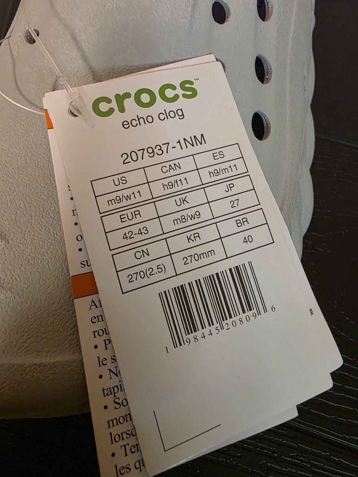 Crocs Echo Clog Men's US 9 Gray/Orange/Blue Slip-On Adjustable 207937-1NM - Image 7