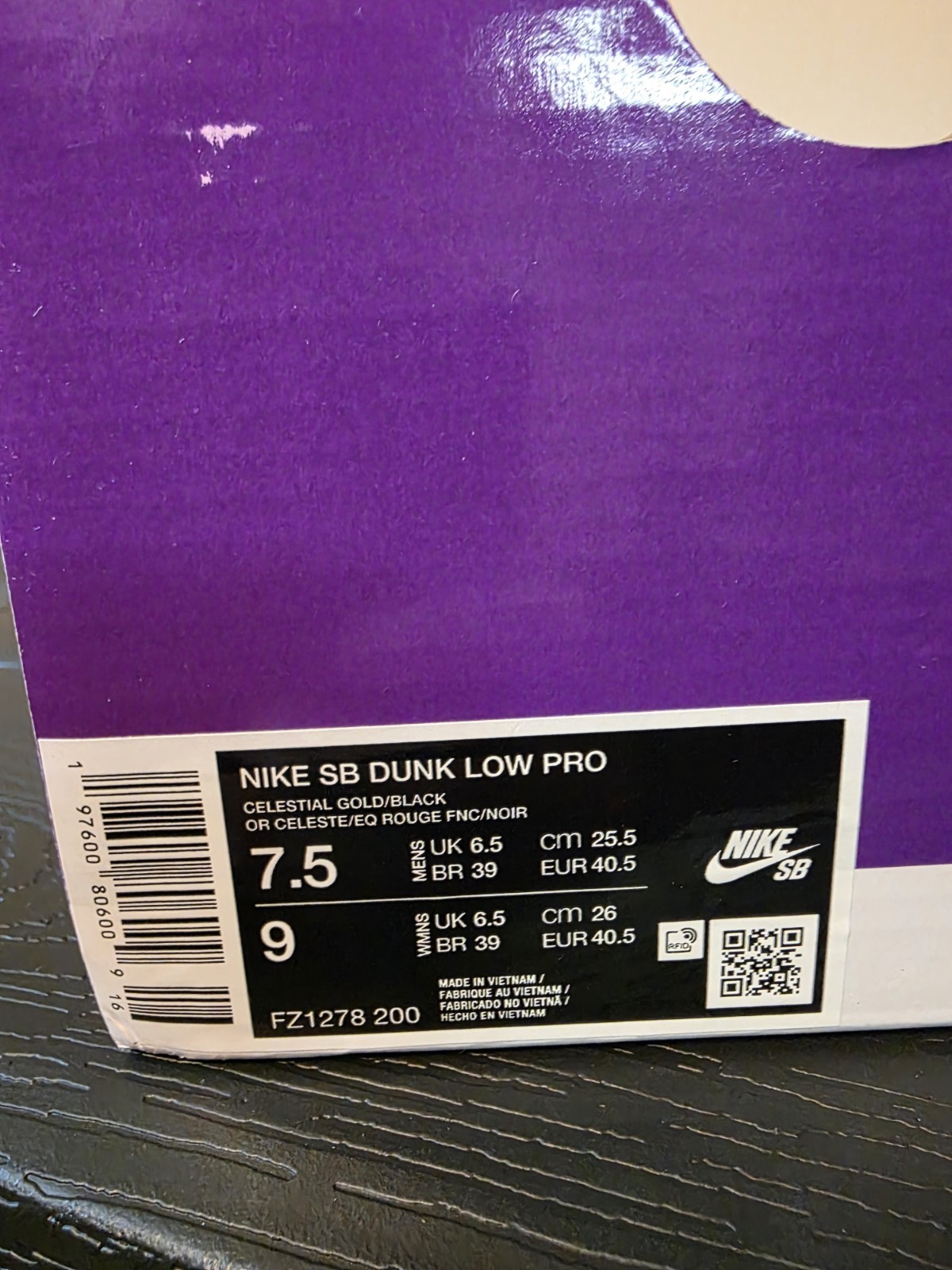 Nike SB Dunk Low Pro Celestial Gold/Black Skate Shoes FZ1278 200 Men's US 7.5 - Image 12